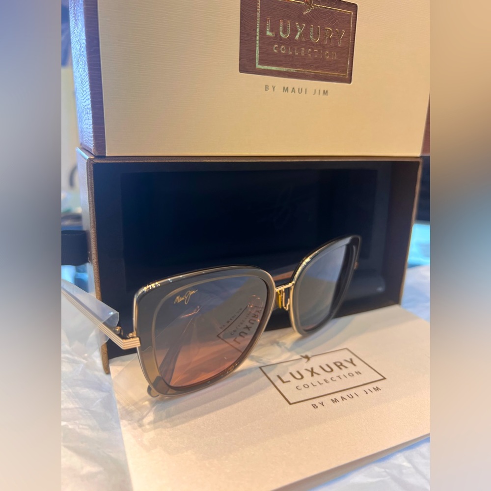 NWT Auth Maui Jim Violet Lake Translucent Taupe gold HCL bronze lens sunglasses